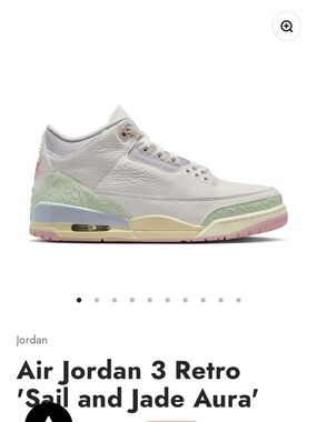 Jordan Air Jordan 3 Retro in Sail, Jade Aura, Pink